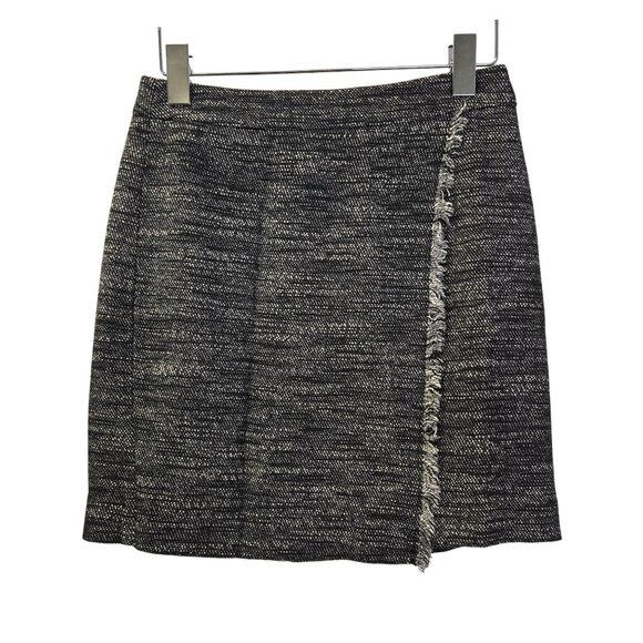 Loft Tweed Wrap Pencil Skirt with Fringe Trim Size 2 Petite - Picture 1 of 7